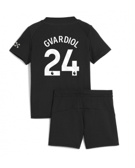 Manchester City Josko Gvardiol #24 Maglia Gara Trasferta Repliche 2025-26 Bambino Maniche Corte